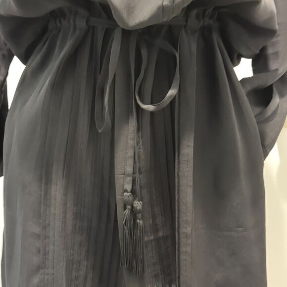 Greylin black long-sleeve mini dress, drawstring tassel waist - Picture 3 of 5